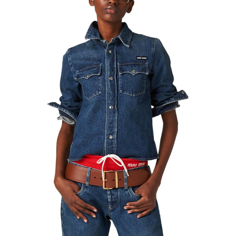 Lookbook (W) MIU MIU SS24 Baju Denim Lengan Panjang Biru GWC113-140F-F0008-S-OOO