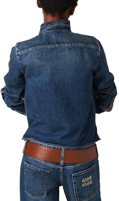 (W) MIU MIU SS24 Baju Denim Lengan Panjang Biru GWC113-140F-F0008-S-OOO Shop (W) MIU MIU SS24 Baju Denim Lengan Panjang Biru GWC113-140F-F0008-S-OOO