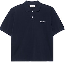 (Women) MIU MIU SS24 Blue Embroidered Logo Polo Short Sleeve Shirt. MJN535-14RW-F0008-S-OOO (Women) MIU MIU SS24 Blue Embroidered Logo Polo Short Sleeve Shirt. MJN535-14RW-F0008-S-OOO