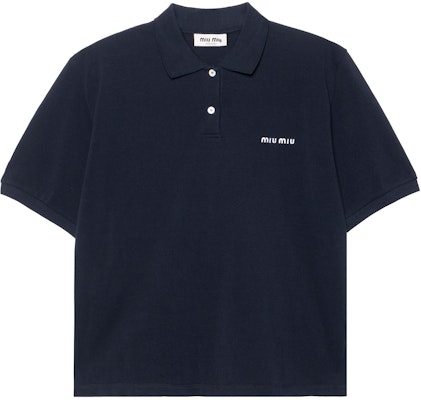 (W) MIU MIU SS24 Baju Polo Lengan Pendek Biru Bersulam Logo. MJN535-14RW-F0008-S-OOO Order (W) MIU MIU SS24 Baju Polo Lengan Pendek Biru Bersulam Logo. MJN535-14RW-F0008-S-OOO