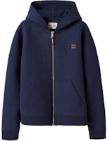 (Women) MIU MIU SS24 Blue Hoodie with Logo Print and Zip-up Design. ML1064-15EG-F0008-S-OOO (Women) MIU MIU SS24 Blue Hoodie with Logo Print and Zip-up Design. ML1064-15EG-F0008-S-OOO