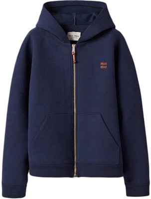 (Women) MIU MIU SS24 Blue Hoodie with Logo Print and Zip-up Design. ML1064-15EG-F0008-S-OOO Buy (Women) MIU MIU SS24 Blue Hoodie with Logo Print and Zip-up Design. ML1064-15EG-F0008-S-OOO