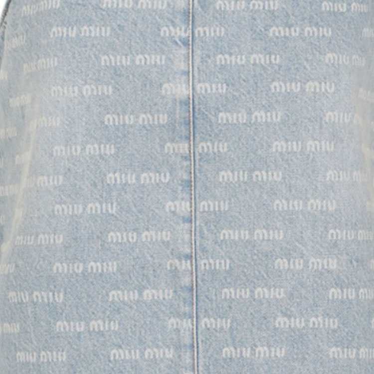 Purchase (W) MIU MIU SS24 藍色Logo印花方領吊帶迷你連身裙 GWA209-14HT-F0013-S-000