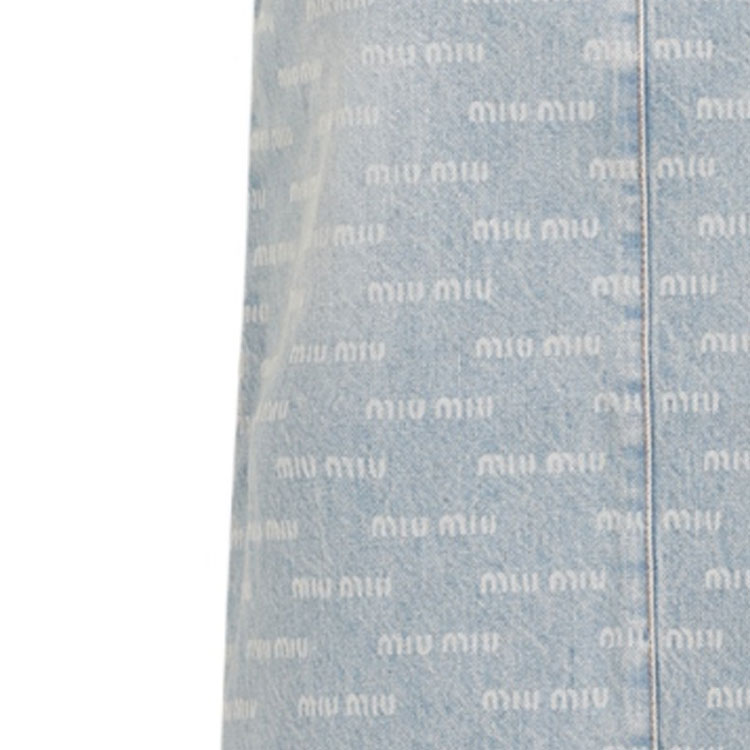 Details for (W) MIU MIU SS24 藍色Logo印花方領吊帶迷你連身裙 GWA209-14HT-F0013-S-000