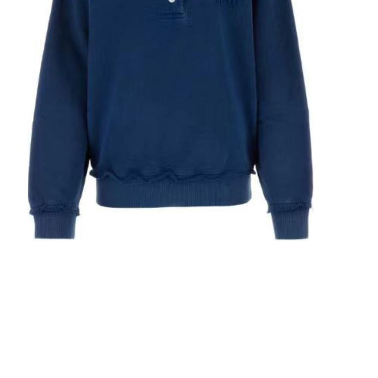 Shop (Women) MIU MIU SS24  Blue Long-Sleeve Pullover Polo Sweatshirt with Logo Embroidery MJL914-15AT-F0008