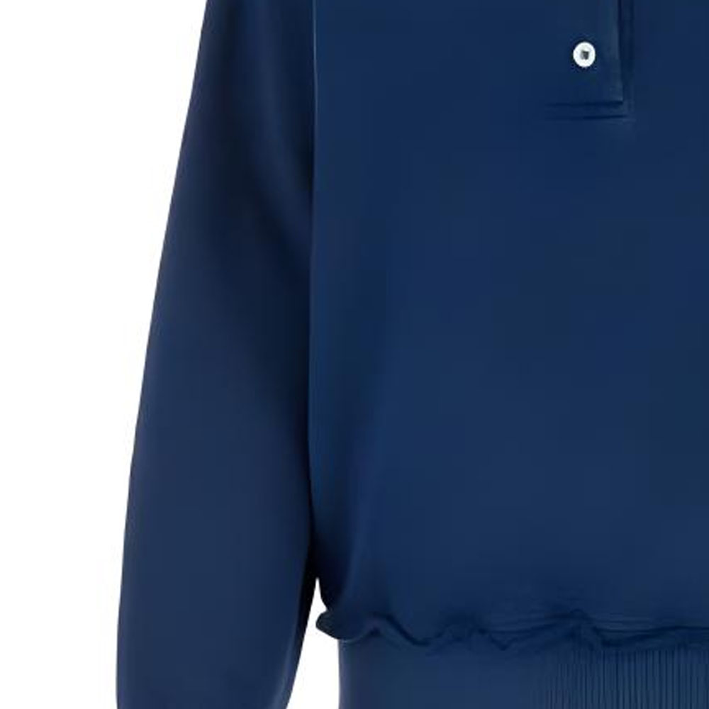Details for (Women) MIU MIU SS24  Blue Long-Sleeve Pullover Polo Sweatshirt with Logo Embroidery MJL914-15AT-F0008