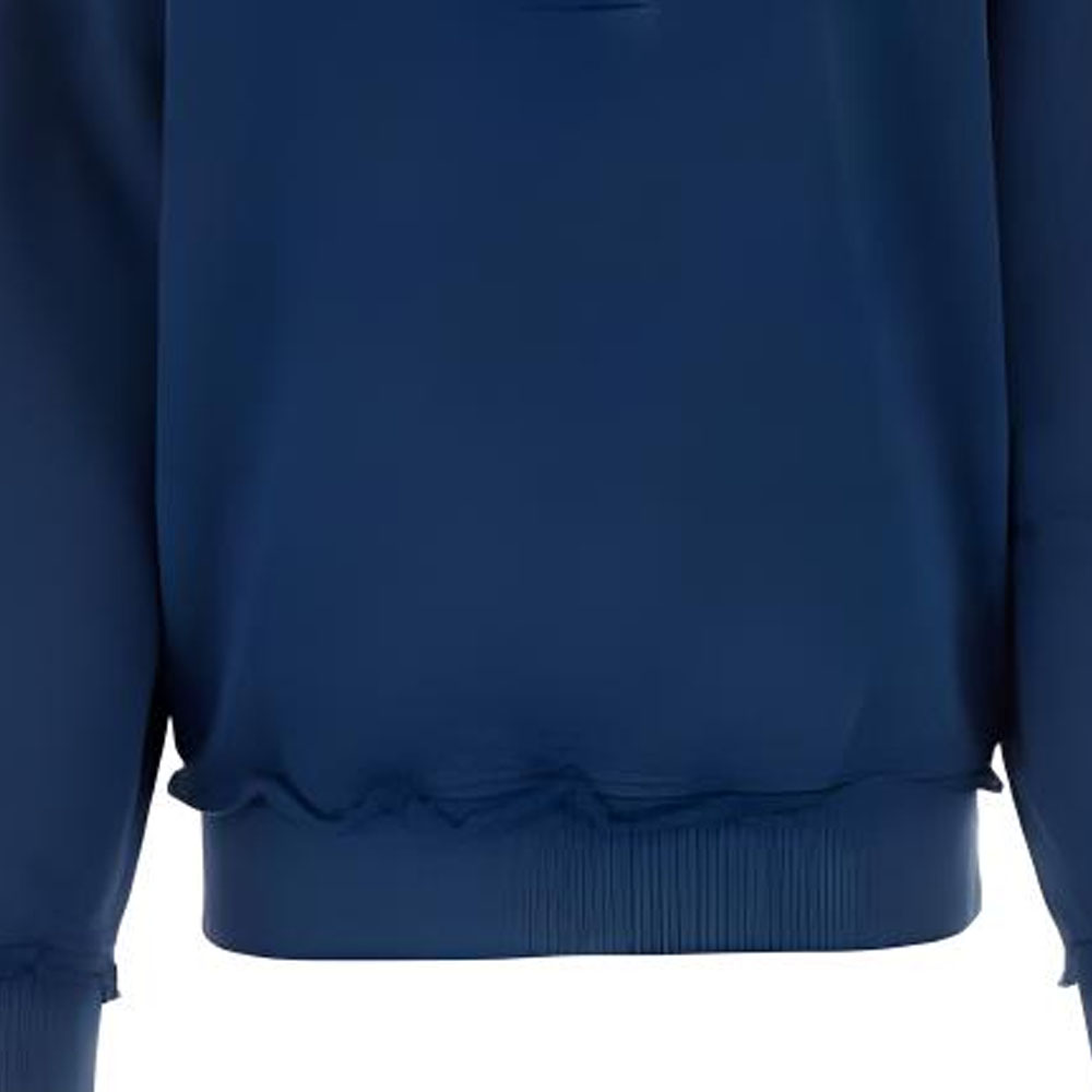 Sizing (Women) MIU MIU SS24  Blue Long-Sleeve Pullover Polo Sweatshirt with Logo Embroidery MJL914-15AT-F0008