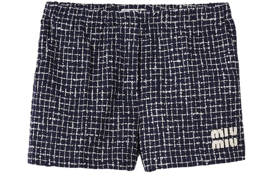 (Women) MIU MIU SS24  Blue Plaid Mid-Rise Straight-Cut Casual Shorts MP1753-14HQ-F069Q-S-OOO 圖 2