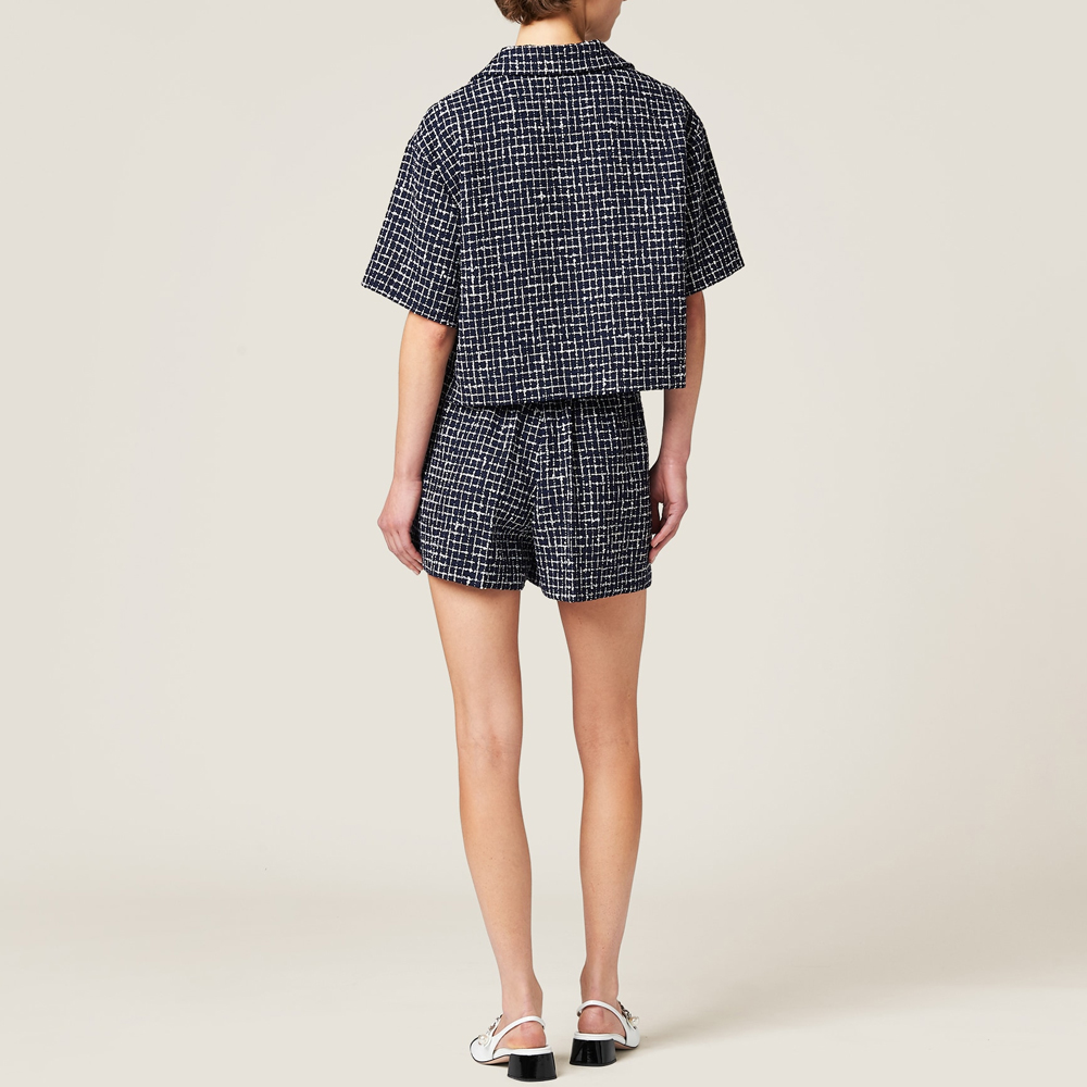 (Women) MIU MIU SS24  Blue Plaid Mid-Rise Straight-Cut Casual Shorts MP1753-14HQ-F069Q-S-OOO 圖 5