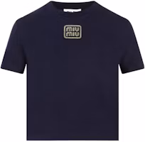 Order (W) MIU MIU SS24 藍色短袖圓領字母T恤。 MJN483-14ER-F0124-S-232