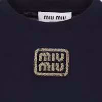 Shop (W) MIU MIU SS24 藍色短袖圓領字母T恤。 MJN483-14ER-F0124-S-232