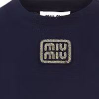 Purchase (W) MIU MIU SS24 藍色短袖圓領字母T恤。 MJN483-14ER-F0124-S-232