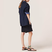 Shop (W) MIU MIU SS24 藍色直版長袖外套附字母標誌。 MH1927-12I1-F0R84-S-AM1