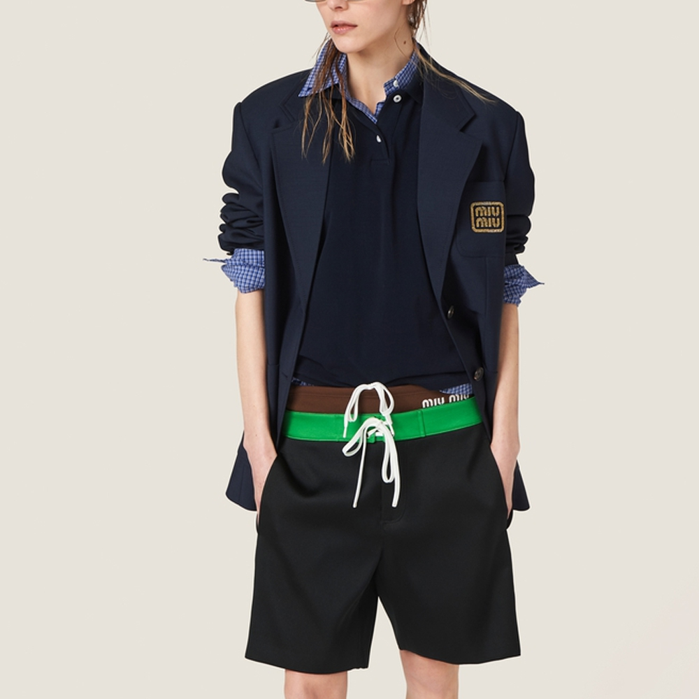 Purchase (W) MIU MIU SS24 藍色直版長袖外套附字母標誌。 MH1927-12I1-F0R84-S-AM1