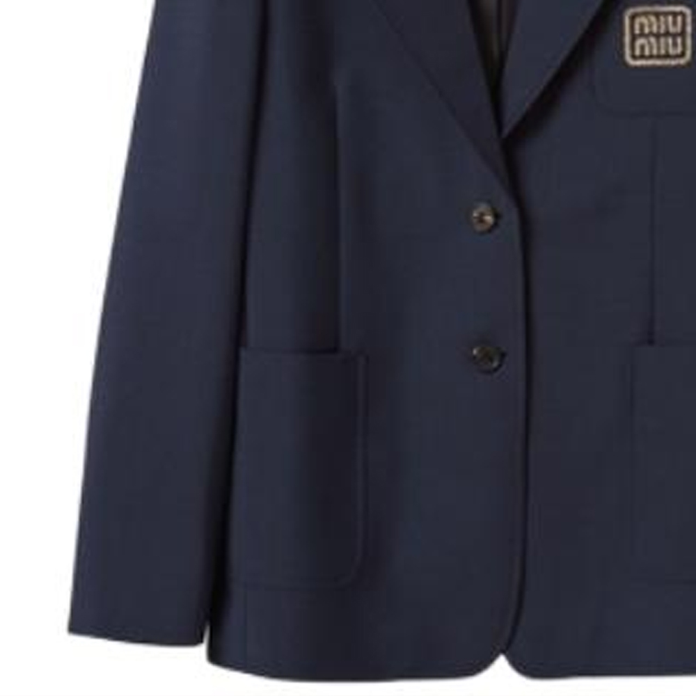 Details for (W) MIU MIU SS24 藍色直版長袖外套附字母標誌。 MH1927-12I1-F0R84-S-AM1