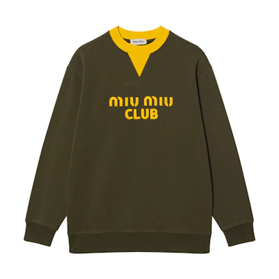 (Women) MIU MIU SS24 Camouflage Embroidered Letter Print Pullover Sweatshirt. MJL906-12HF-F0O4J-S-231