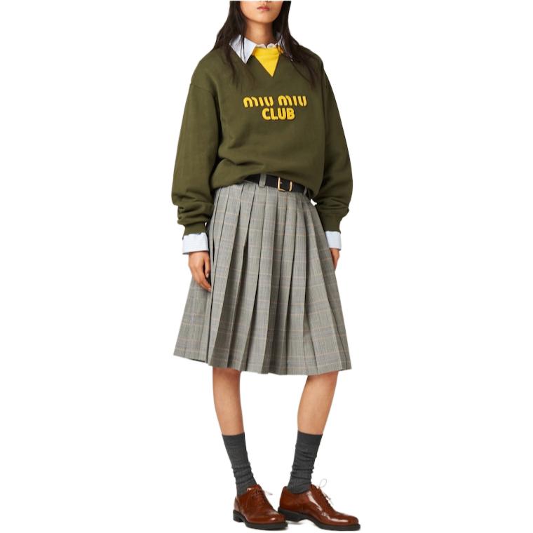 Lookbook (Women) MIU MIU SS24  Camouflage Embroidered Letter Print Pullover Sweatshirt. MJL906-12HF-F0O4J-S-231