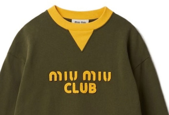 (Women) MIU MIU SS24 Camouflage Embroidered Letter Print Pullover Sweatshirt. MJL906-12HF-F0O4J-S-231 Purchase (Women) MIU MIU SS24 Camouflage Embroidered Letter Print Pullover Sweatshirt. MJL906-12HF-F0O4J-S-231