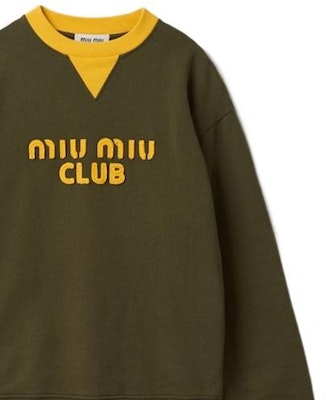 (Women) MIU MIU SS24 Camouflage Embroidered Letter Print Pullover Sweatshirt. MJL906-12HF-F0O4J-S-231 Details for (Women) MIU MIU SS24 Camouflage Embroidered Letter Print Pullover Sweatshirt. MJL906-12HF-F0O4J-S-231