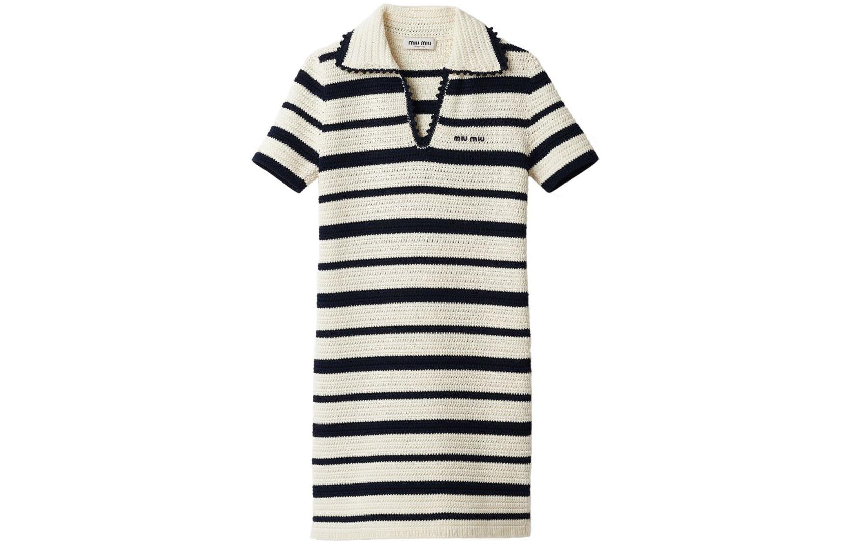 Buy (W) MIU MIU 春夏24彩色条纹针织迷你连衣裙米白色. MMA844-138S-F0UB0-S-OOO