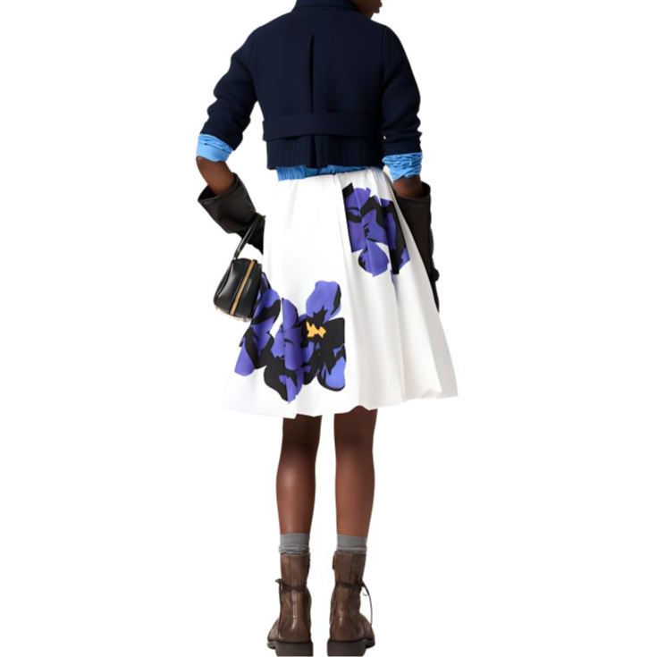 (Women) MIU MIU SS24  Floral Elastic Waist Casual Skirt White Purple. MG2305-15W1-F040P 圖 4