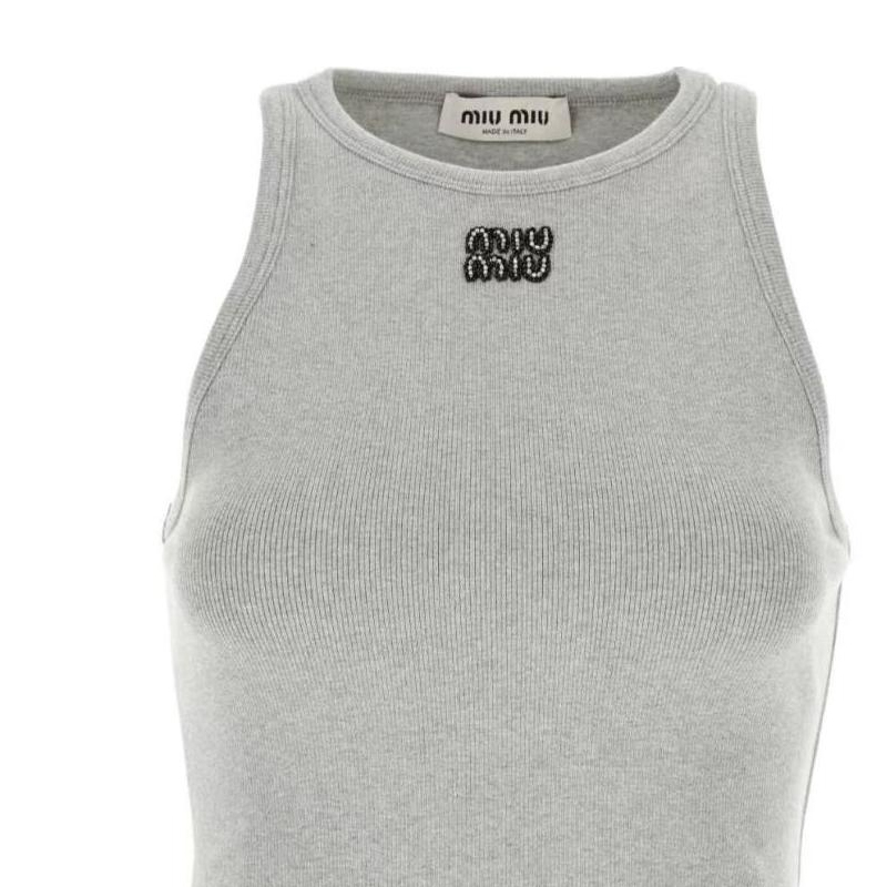 Details for (W) MIU MIU SS24 灰色字母提花无袖针织衫 MJT678-15NL-F0031-SOOO