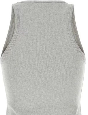 (W) MIU MIU SS24 灰色字母提花无袖针织衫 MJT678-15NL-F0031-SOOO Cheap (W) MIU MIU SS24 灰色字母提花无袖针织衫 MJT678-15NL-F0031-SOOO