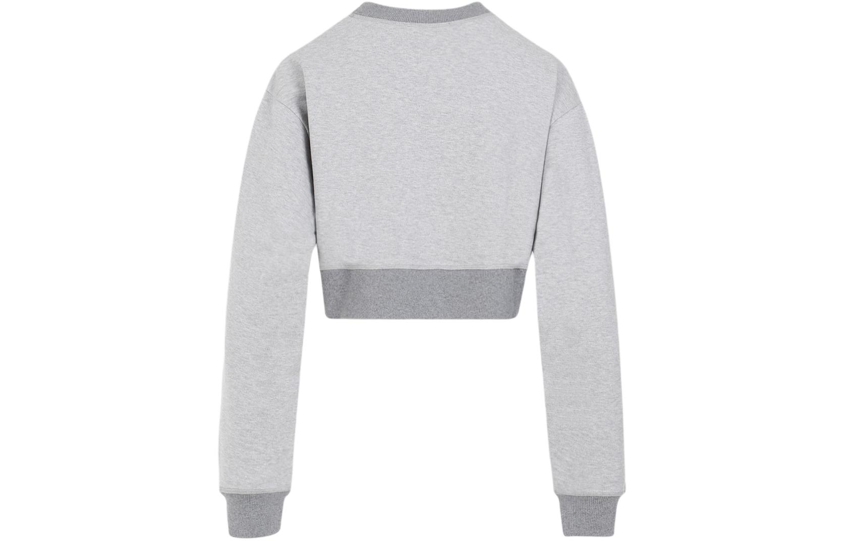 Lookbook (W) MIU MIU SS24 灰色标志印花短款长袖圆领卫衣 MJL779-14EJ-F0031-S-OOO