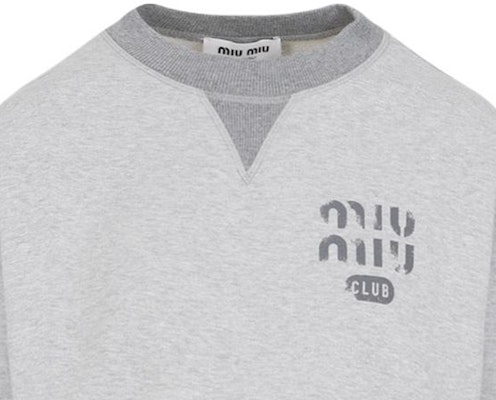 (W) MIU MIU SS24 灰色标志印花短款长袖圆领卫衣 MJL779-14EJ-F0031-S-OOO Shop (W) MIU MIU SS24 灰色标志印花短款长袖圆领卫衣 MJL779-14EJ-F0031-S-OOO