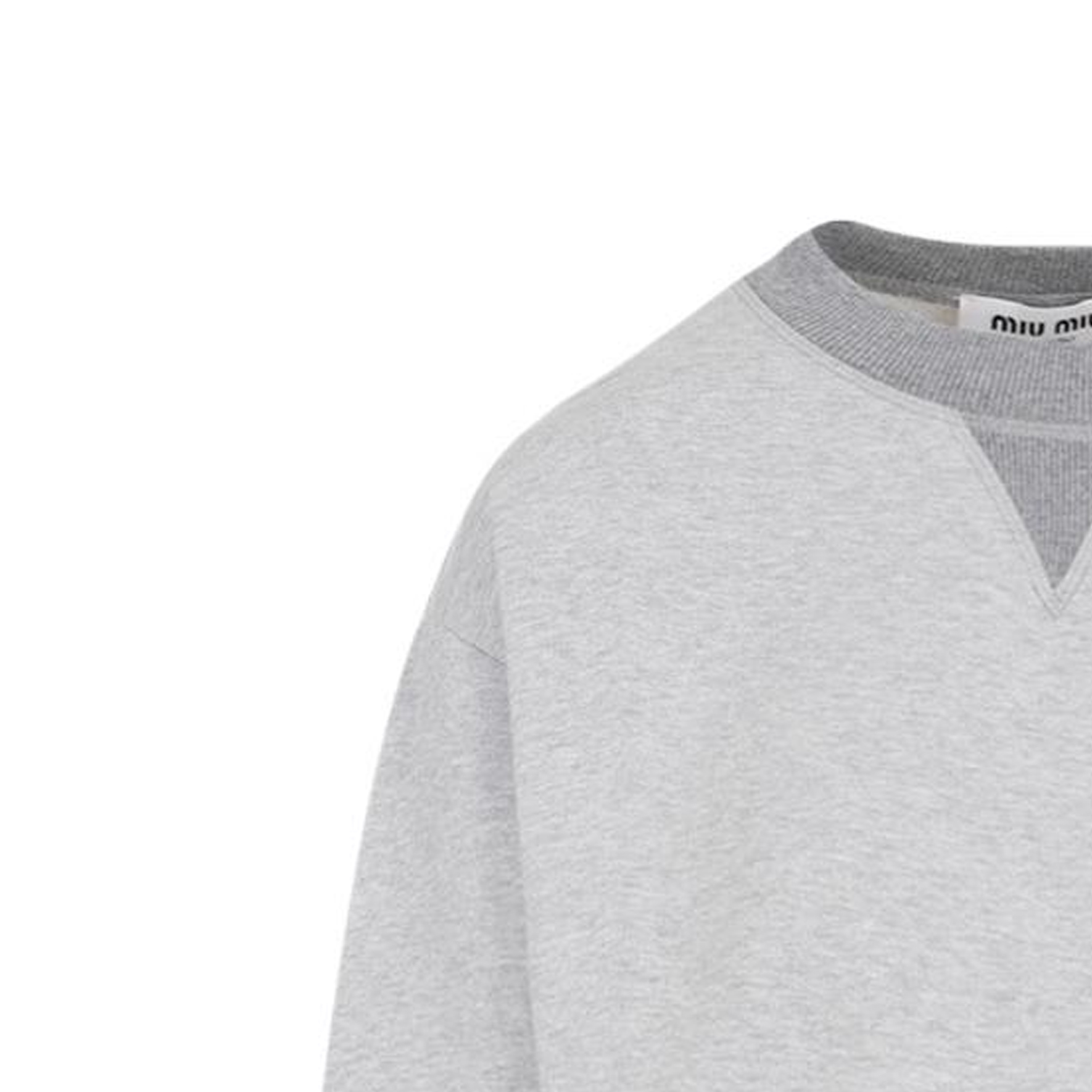 Purchase (W) MIU MIU SS24 灰色标志印花短款长袖圆领卫衣 MJL779-14EJ-F0031-S-OOO