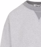 Purchase (Women) MIU MIU SS24 Grey Logo Printed Cropped Crewneck Long Sleeve Sweatshirt MJL779-14EJ-F0031-S-OOO