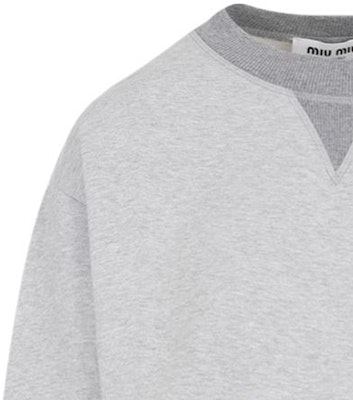 (W) MIU MIU SS24 灰色标志印花短款长袖圆领卫衣 MJL779-14EJ-F0031-S-OOO Purchase (W) MIU MIU SS24 灰色标志印花短款长袖圆领卫衣 MJL779-14EJ-F0031-S-OOO