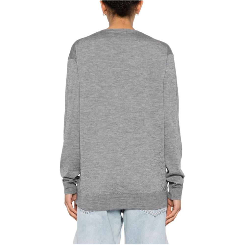 Shop (W) MIU MIU SS24 灰色V领羊毛针织衫带logo刺绣 MML931-14VT-F0031-S-OOO