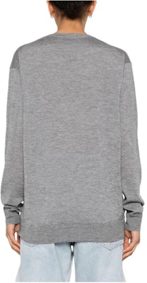 (W) MIU MIU SS24 灰色V领羊毛针织衫带logo刺绣 MML931-14VT-F0031-S-OOO Shop (W) MIU MIU SS24 灰色V领羊毛针织衫带logo刺绣 MML931-14VT-F0031-S-OOO