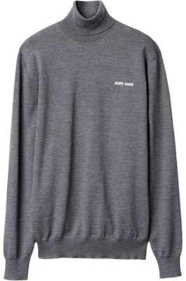 (W) MIU MIU SS24 高领Logo针织毛衣 石灰色. MMR423-13K2-F0480-S-232 Order (W) MIU MIU SS24 高领Logo针织毛衣 石灰色. MMR423-13K2-F0480-S-232