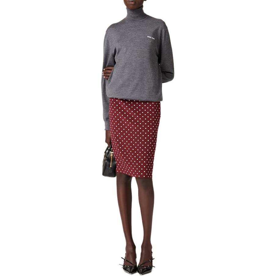 Lookbook (W) MIU MIU SS24 高领Logo针织毛衣 石灰色. MMR423-13K2-F0480-S-232