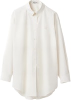 (Women) MIU MIU SS24 Ivory Long-Sleeve Shirt with Embroidered Logo and Pointed Collar MK1626-10RG-F0304-S-OOO (Women) MIU MIU SS24 Ivory Long-Sleeve Shirt with Embroidered Logo and Pointed Collar MK1626-10RG-F0304-S-OOO