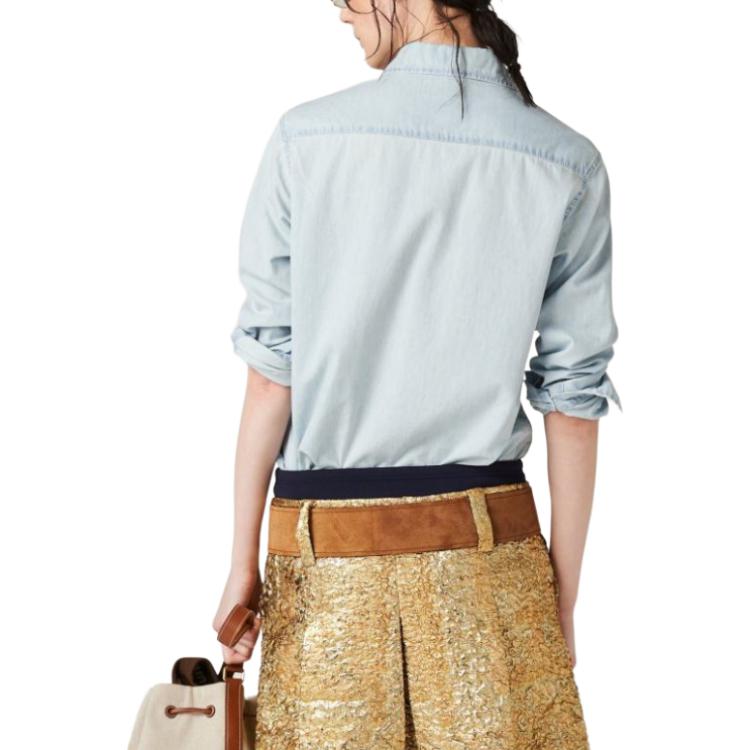 Shop (W) MIU MIU 春夏24 标志长袖衬衫 浅蓝色 GWC115-14UT-F0076-S-OOO