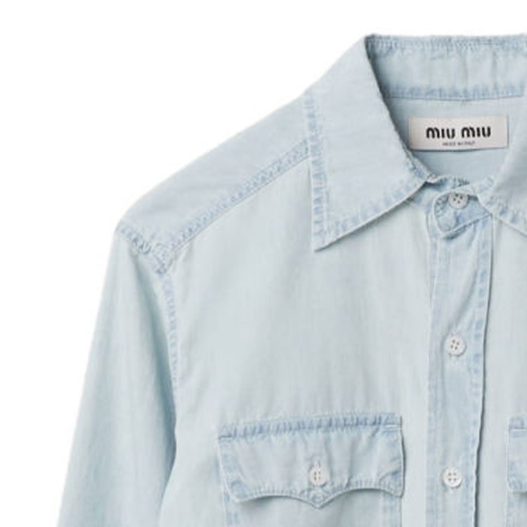 Details for (W) MIU MIU 春夏24 标志长袖衬衫 浅蓝色 GWC115-14UT-F0076-S-OOO