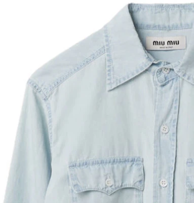 (W) MIU MIU 春夏24 标志长袖衬衫 浅蓝色 GWC115-14UT-F0076-S-OOO Details for (W) MIU MIU 春夏24 标志长袖衬衫 浅蓝色 GWC115-14UT-F0076-S-OOO