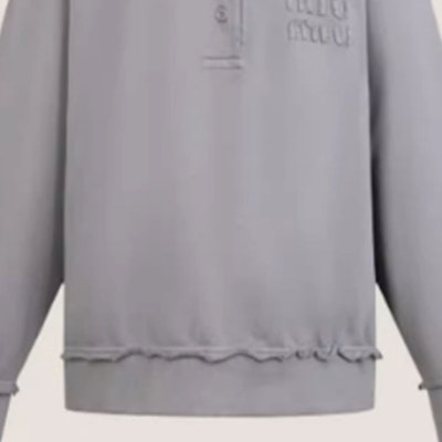 (W) MIU MIU SS24 Sweatshirt Lengan Panjang dengan Bordir Logo. MJL914-137J-F0627-S-231 3