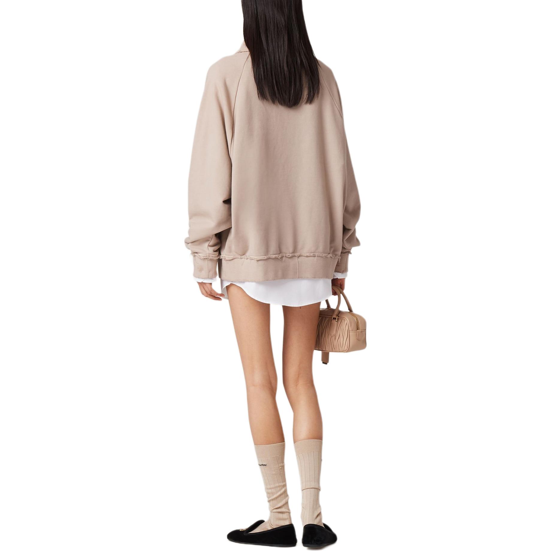 Shop (W) MIU MIU SS24 Sweatshirt Lengan Panjang dengan Bordir Logo. MJL914-137J-F0627-S-231