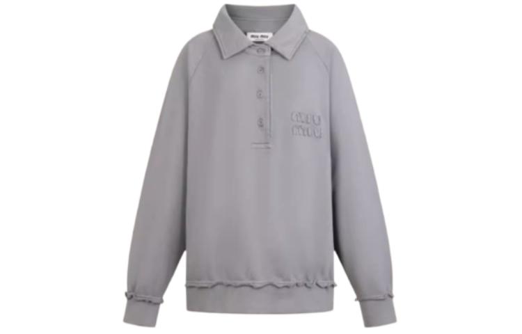 Cheap (W) MIU MIU SS24 Sweatshirt Lengan Panjang dengan Bordir Logo. MJL914-137J-F0627-S-231