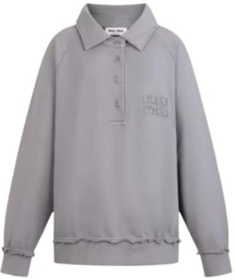 (W) MIU MIU SS24 Sweatshirt Lengan Panjang dengan Bordir Logo. MJL914-137J-F0627-S-231 Cheap (W) MIU MIU SS24 Sweatshirt Lengan Panjang dengan Bordir Logo. MJL914-137J-F0627-S-231