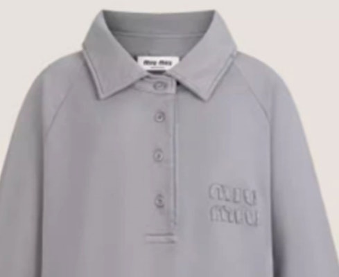 (W) MIU MIU SS24 Sweatshirt Lengan Panjang dengan Bordir Logo. MJL914-137J-F0627-S-231 2