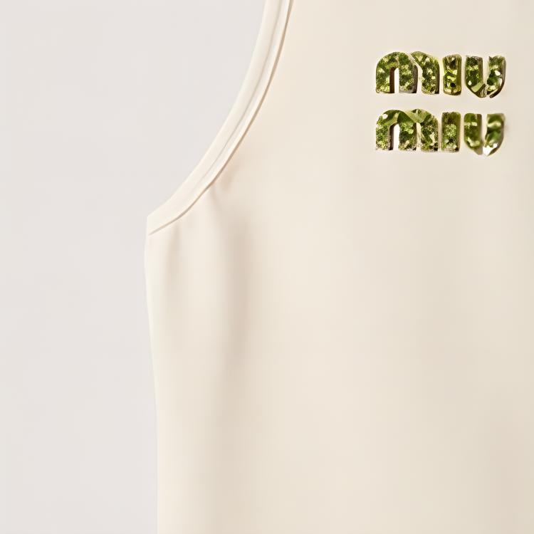 Cheap (W) MIU MIU SS24 天然无袖针织背心字母提花设计. MJT678-14AS-F066V-S-OOO