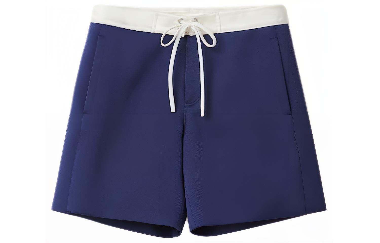 (Women) MIU MIU SS24  Navy Blue Logo Drawstring Waist Casual Shorts. MP1788-14N6-F0W99-S-OOO