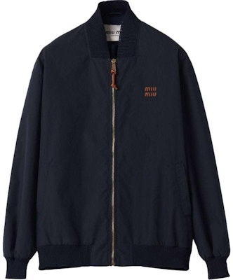 (Women) MIU MIU SS24 Navy Blue Logo Patch Zipper Loose-Fit Bomber Jacket. ML1051-12NS-F0008-S-OOO Buy (Women) MIU MIU SS24 Navy Blue Logo Patch Zipper Loose-Fit Bomber Jacket. ML1051-12NS-F0008-S-OOO