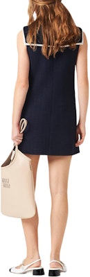 (W) MIU MIU SS24 海軍藍無袖對比邊短款鈕扣洋裝 MF5260-13RL-F0008-S-OOO Shop (W) MIU MIU SS24 海軍藍無袖對比邊短款鈕扣洋裝 MF5260-13RL-F0008-S-OOO