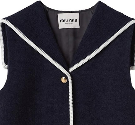 (W) MIU MIU SS24 海軍藍無袖對比邊短款鈕扣洋裝 MF5260-13RL-F0008-S-OOO Purchase (W) MIU MIU SS24 海軍藍無袖對比邊短款鈕扣洋裝 MF5260-13RL-F0008-S-OOO